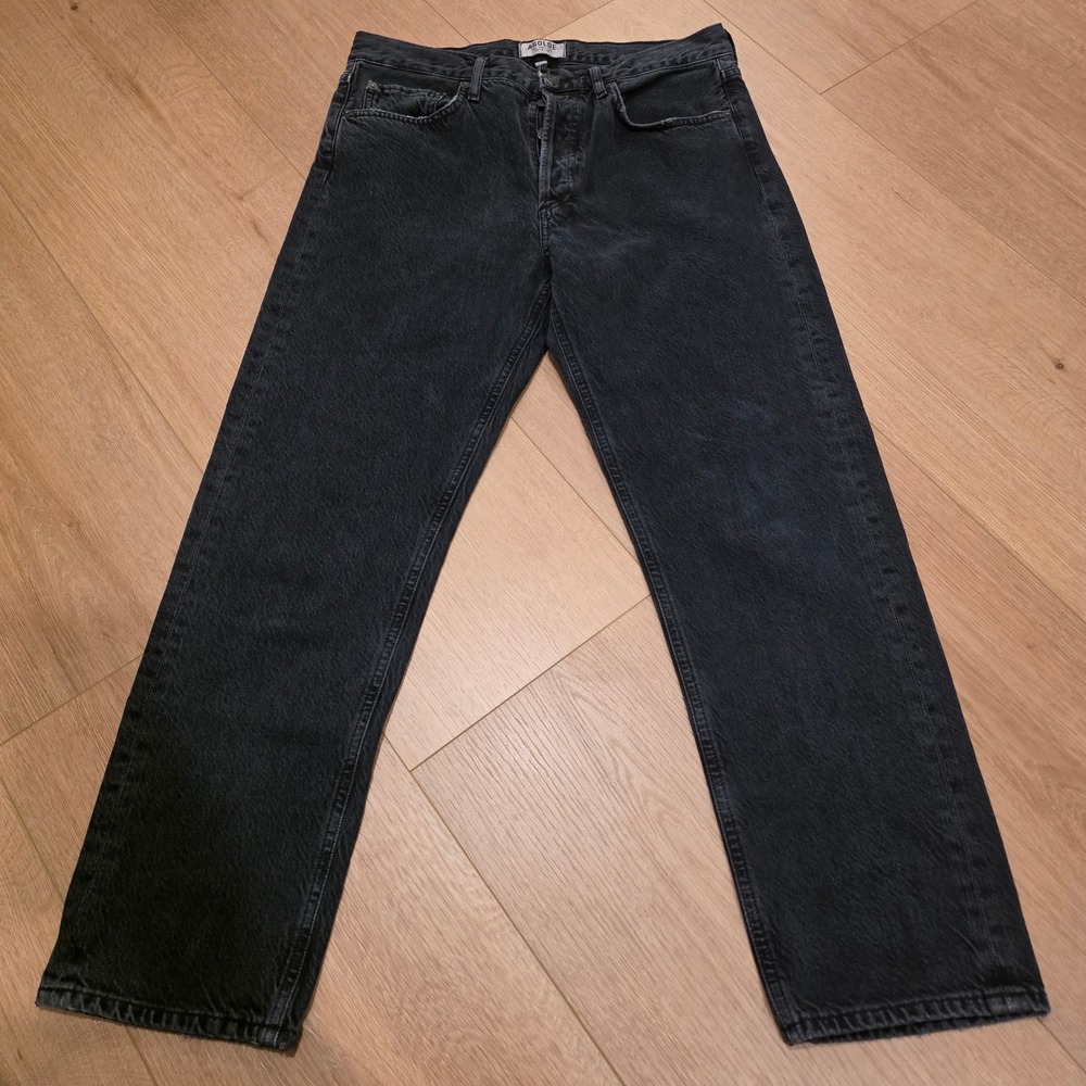 AGOLDE Parker High Rise Straight Leg Jeans Washed Black Organic Cotton 27